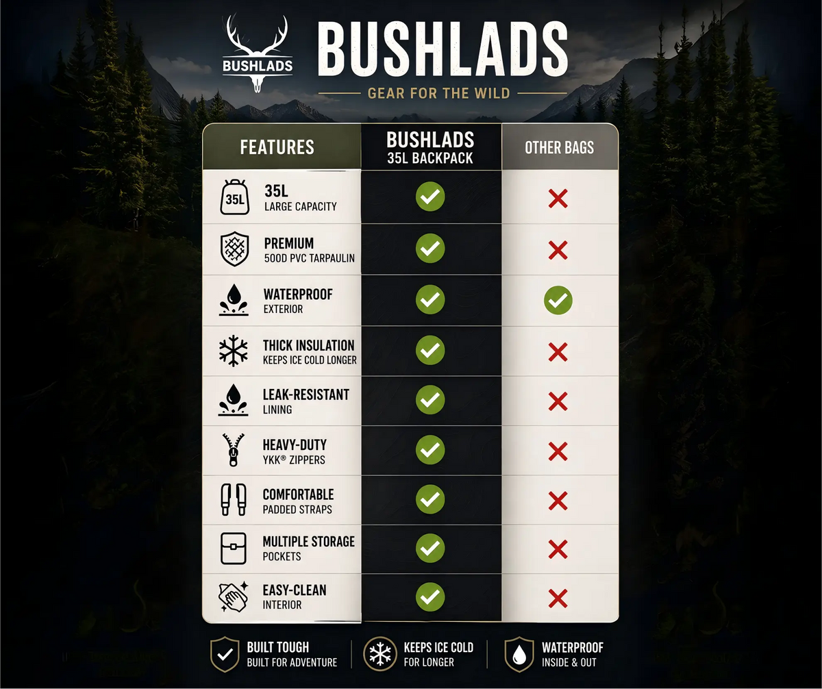 Bushlads 35L Backpack compared with other bags