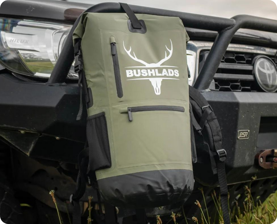 Bushlads insulated backpack mounted on a 4WD in the field