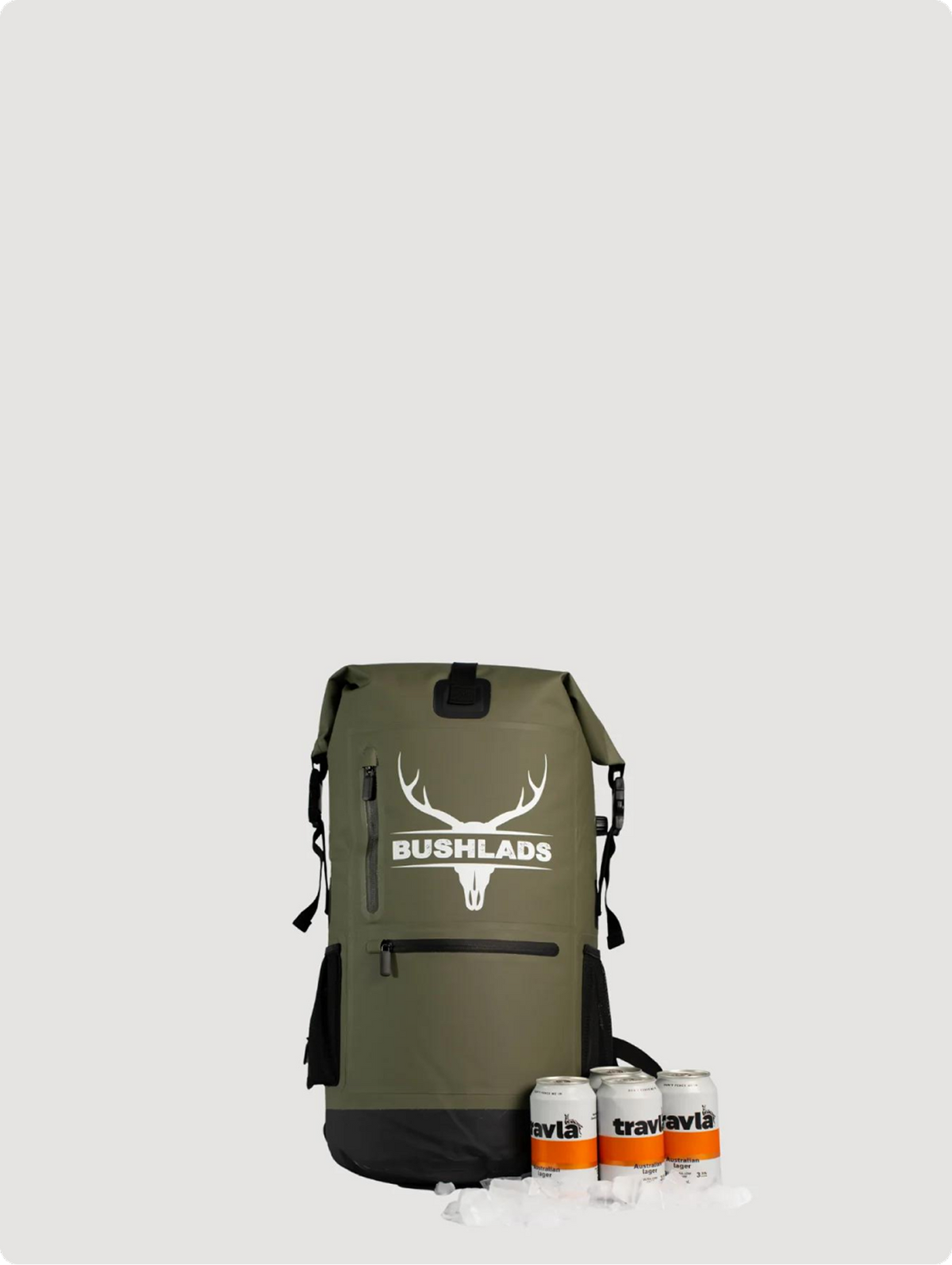 Olive Bushlads 35L backpack, front view